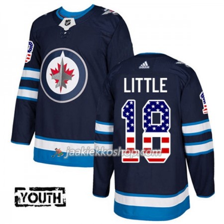 Lapsille NHL Winnipeg Jets Pelipaita Bryan Little 18 Adidas 2017-2018 Marine Sininen USA Flag Fashion Authentic